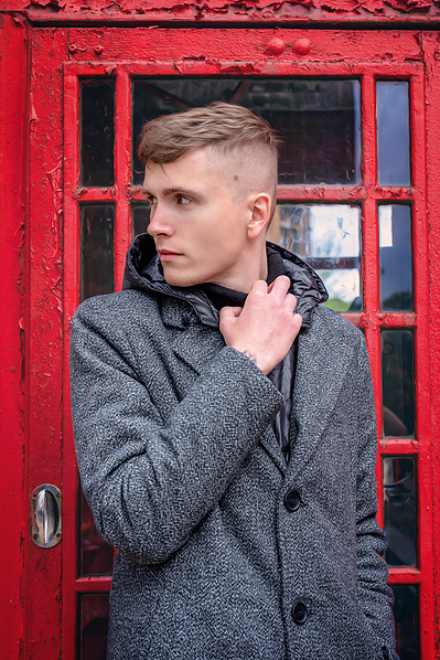 Best model in Scotland poses for clothing line at University of Glasgow for top Scotland commercial photographer in fashion photo shoot - Photography by Nate Cleary