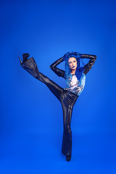 Best model in Glasgow poses for clothing line in a studio for top Scotland commercial photographer in fashion photo shoot - Photography by Nate Cleary
