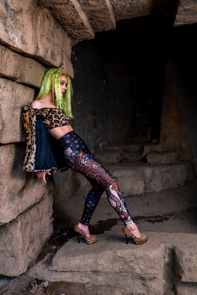 Best model in Scotland poses for creative leggings brand outdoors for top fashion photographer in Glasgow at commercial photoshoot - Photography by Nate Cleary
