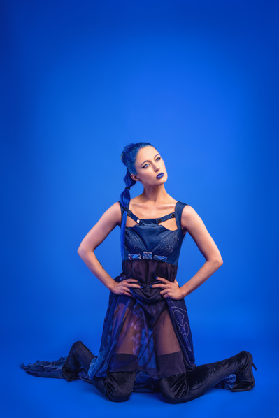 Best model in Glasgow poses for clothing line in a studio for top Scotland commercial photographer in fashion photo shoot - Photography by Nate Cleary