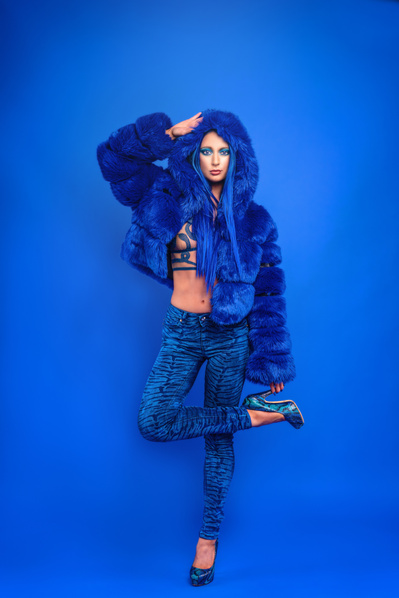 Best model in Glasgow poses for clothing line in a studio for top Scotland commercial photographer in fashion photo shoot - Photography by Nate Cleary