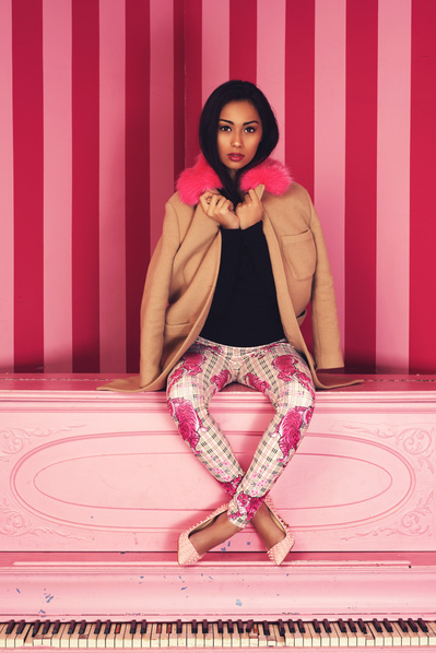 Best model in Glasgow poses for creative leggings brand in studio for top fashion photographer in Scotland at commercial photoshoot - Photography by Nate Cleary