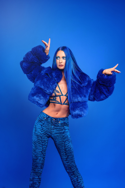 Best model in Glasgow poses for clothing line in a studio for top Scotland commercial photographer in fashion photo shoot - Photography by Nate Cleary