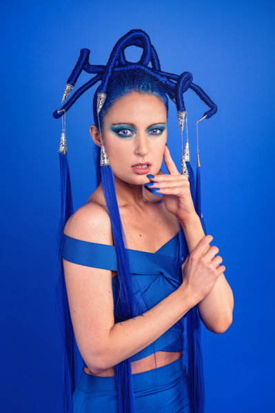 Best model in Glasgow poses for clothing line in a studio for top Scotland commercial photographer in fashion photo shoot - Photography by Nate Cleary