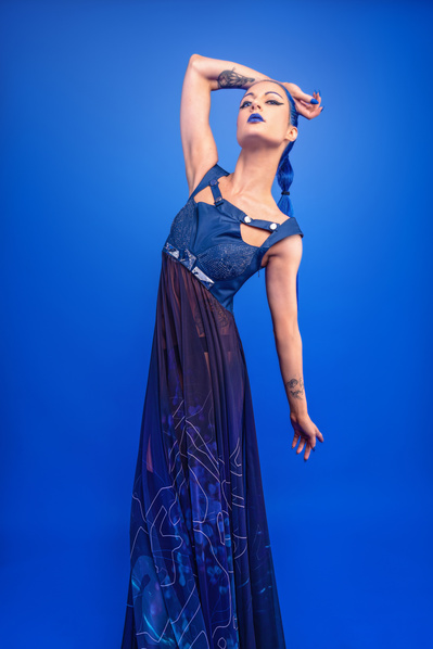 Best model in Glasgow poses for clothing line in a studio for top Scotland commercial photographer in fashion photo shoot - Photography by Nate Cleary