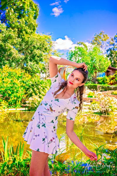 Top model in Scotland poses for clothing line at park for best Glasgow fashion photographer in commercial photo shoot - Photography by Nate Cleary