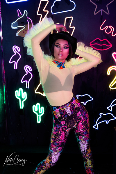 Top Glasgow agency model poses for clothing line in a studio for best Scotland commercial photographer at fashion photoshoot - Photography by Nate Cleary