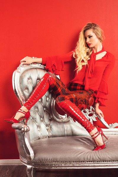 Top Scotland model poses for clothing line in a studio for best Glasgow commercial photographer at fashion photoshoot - Photography by Nate Cleary