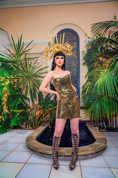 Best model in Glasgow poses in a studio for top Scotland commercial photographer in fashion photo shoot - Photography by Nate Cleary