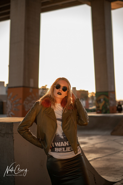 Best model in Scotland poses for creative clothing brand at skate park for top fashion photographer in Glasgow at commercial photoshoot - Photography by Nate Cleary