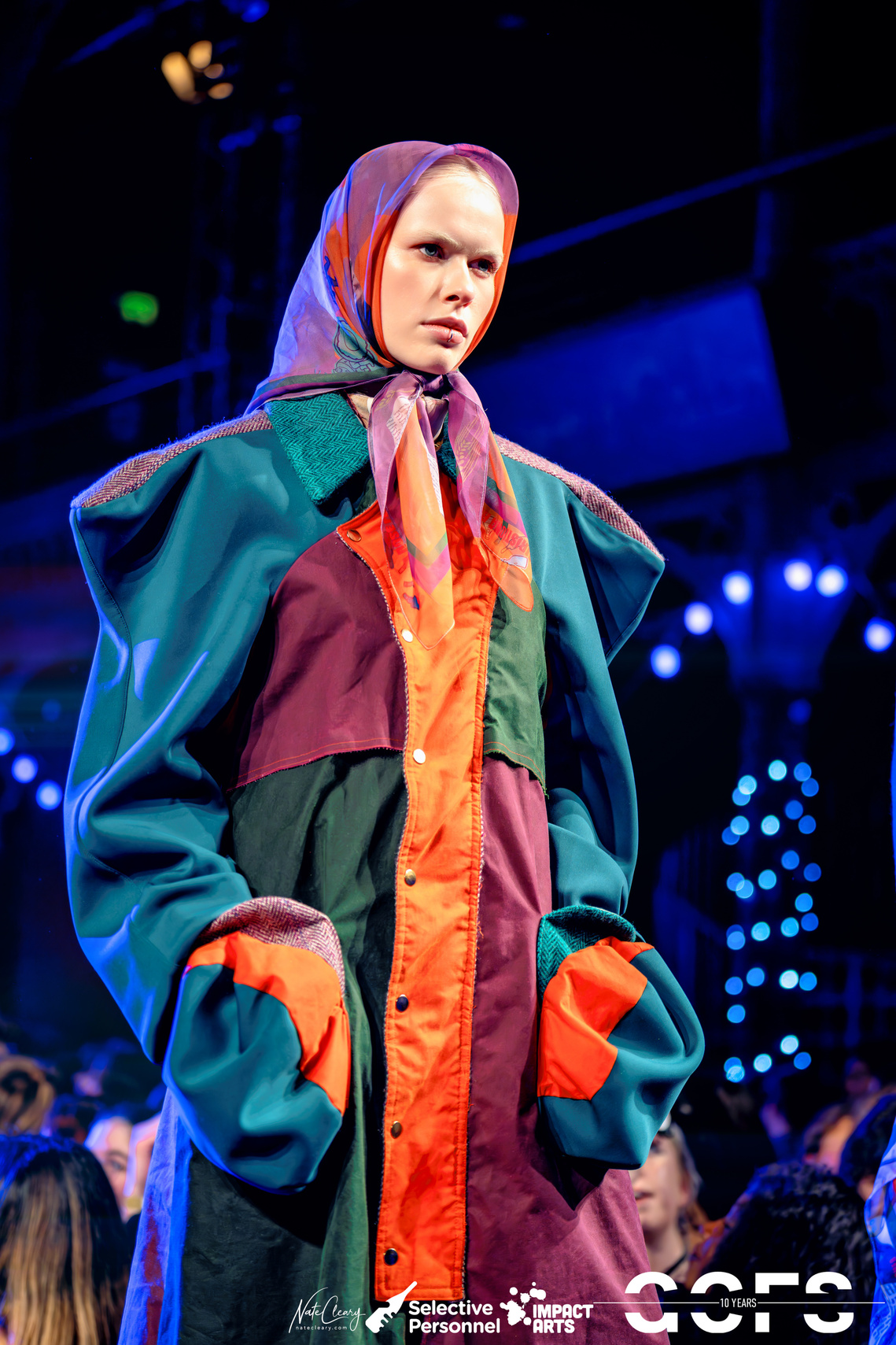 Female model poses on catwalk in Glasgow for Glasgow Charity Fashion Show