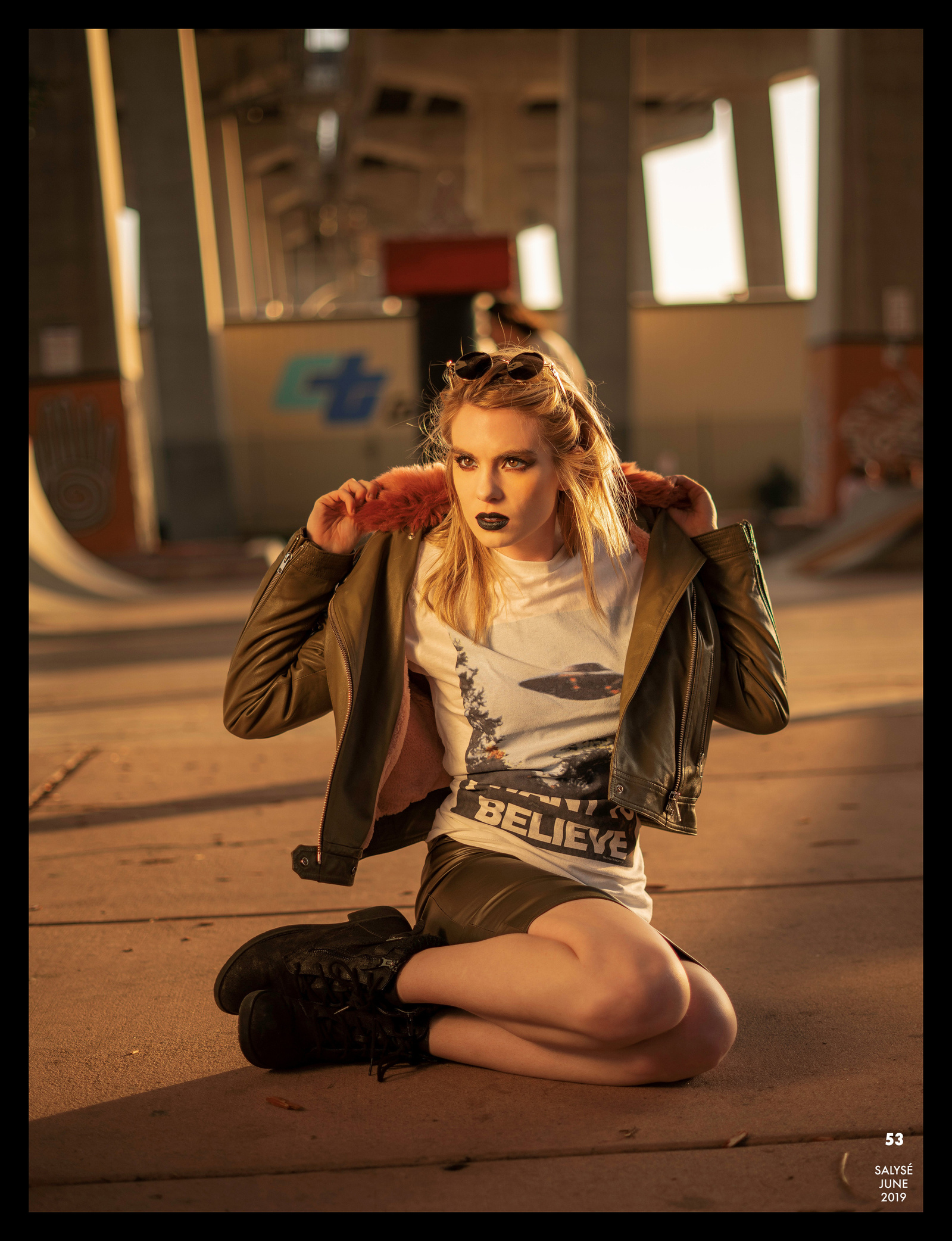 Top model in Glasgow poses outside for best Scotland commercial fashion photographer for clothing line in magazine photo shoot - Photography by Nate Cleary