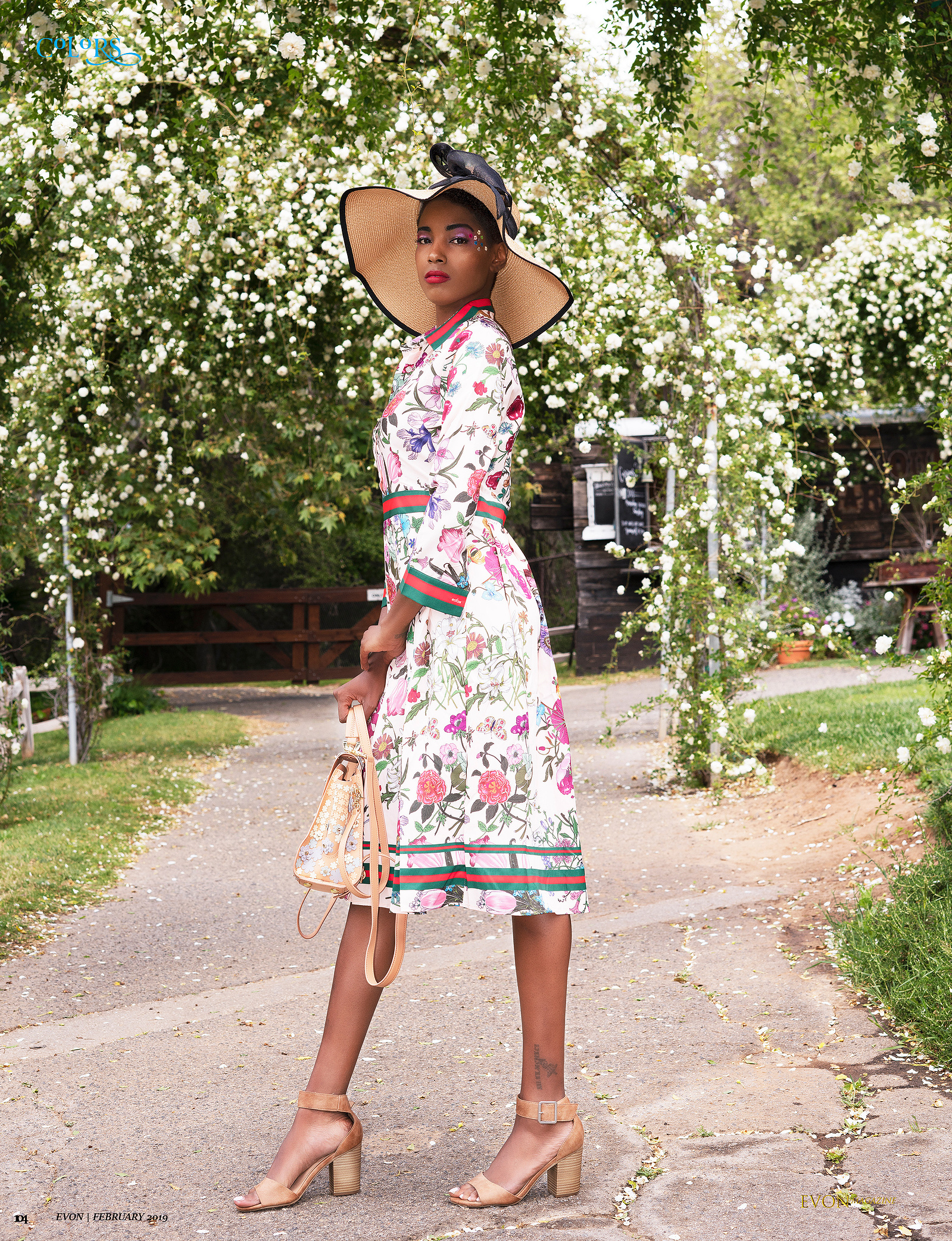 Top agency model in Glasgow poses in garden for best Scotland commercial fashion photographer for clothing line in magazine photo shoot - Photography by Nate Cleary
