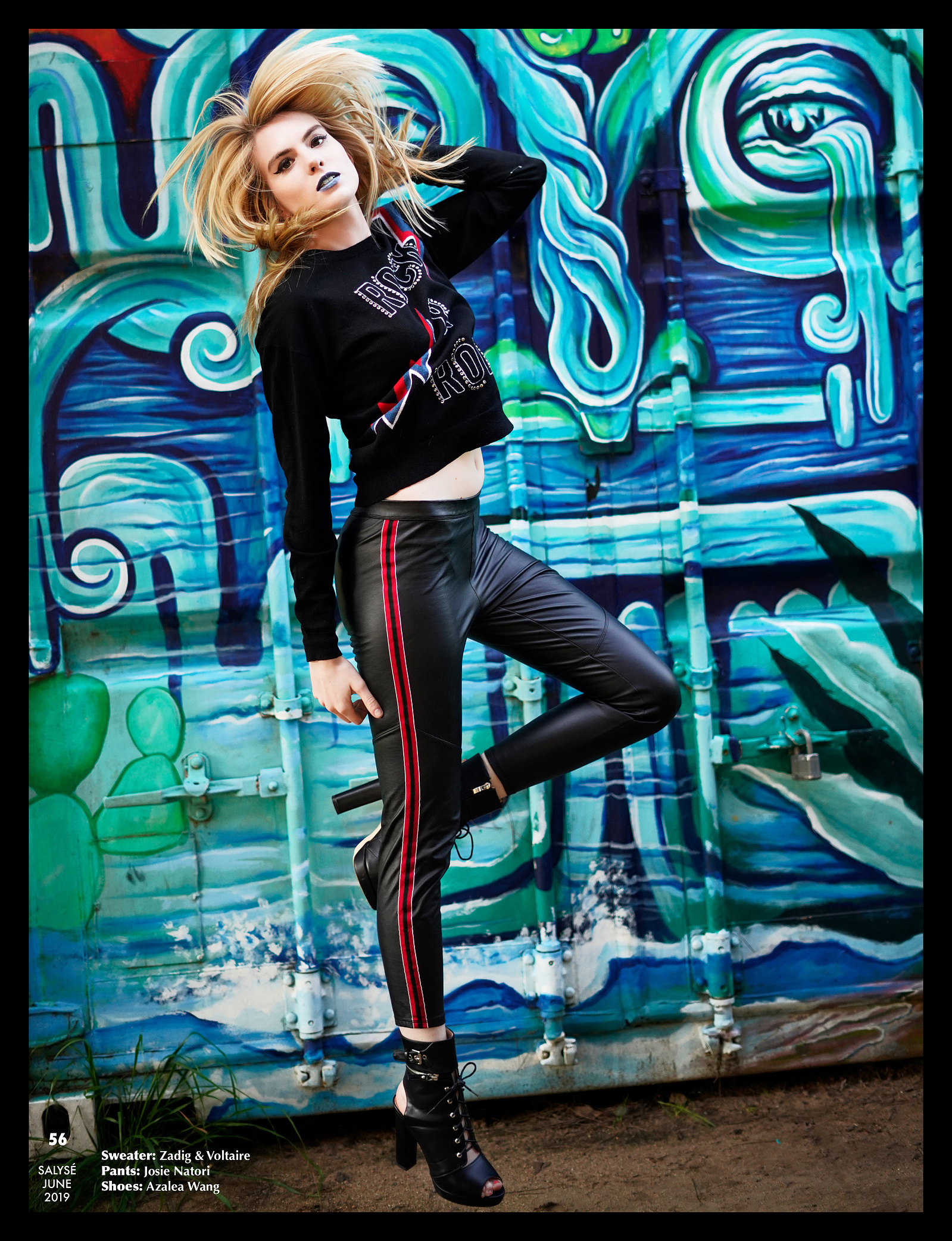 Top model in Glasgow poses outside for best Scotland commercial fashion photographer for clothing line in magazine photo shoot - Photography by Nate Cleary
