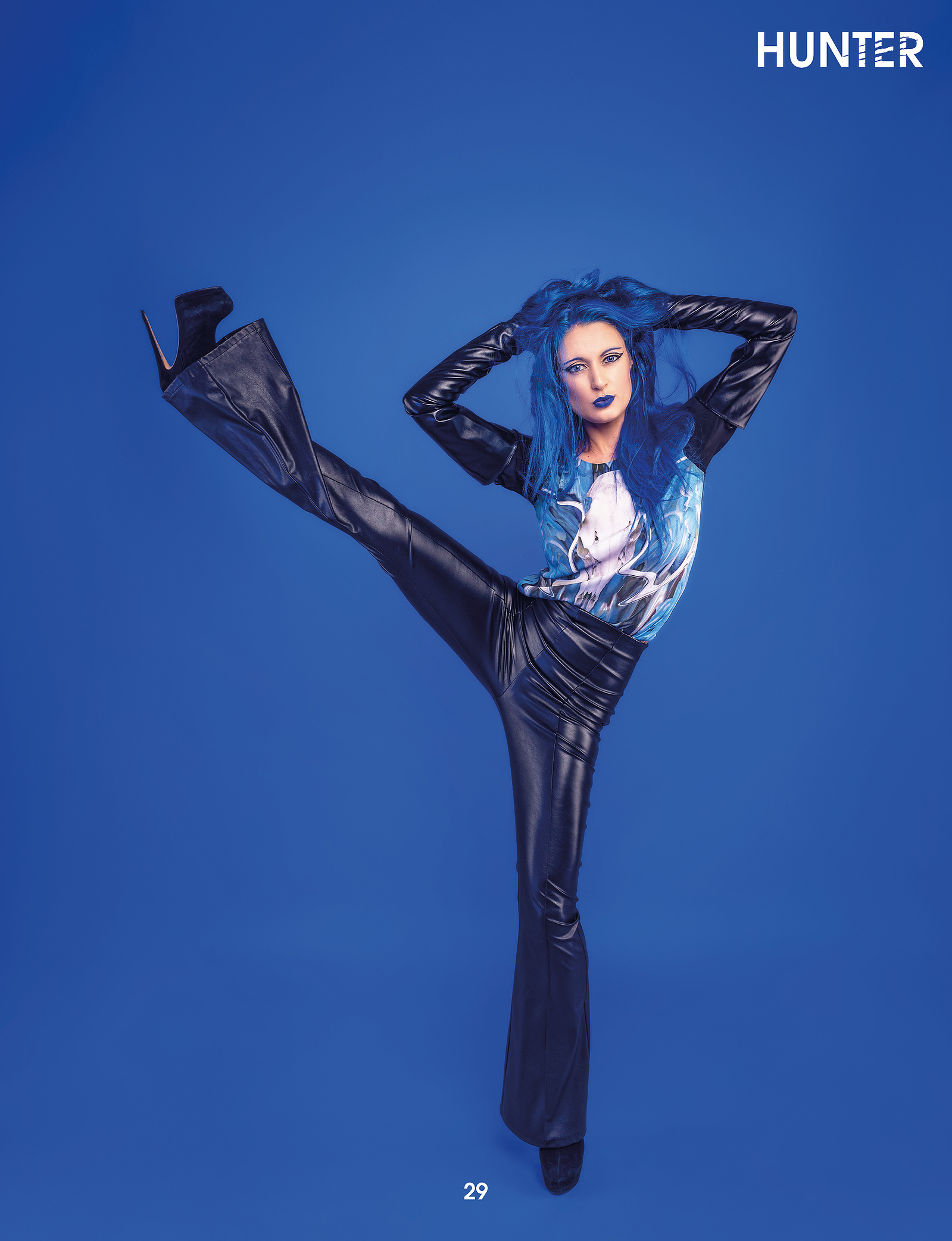 Top model in Scotland poses for best Glasgow commercial fashion photographer for clothing line in magazine photo shoot - Photography by Nate Cleary