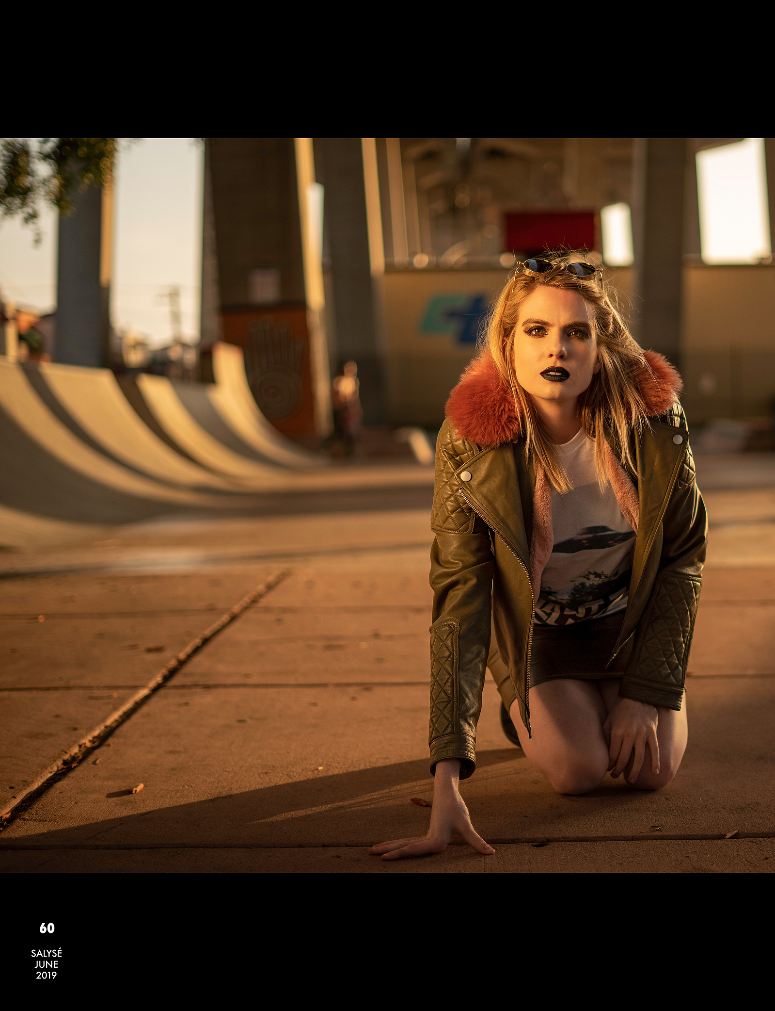 Top model in Glasgow poses outside for best Scotland commercial fashion photographer for clothing line in magazine photo shoot - Photography by Nate Cleary