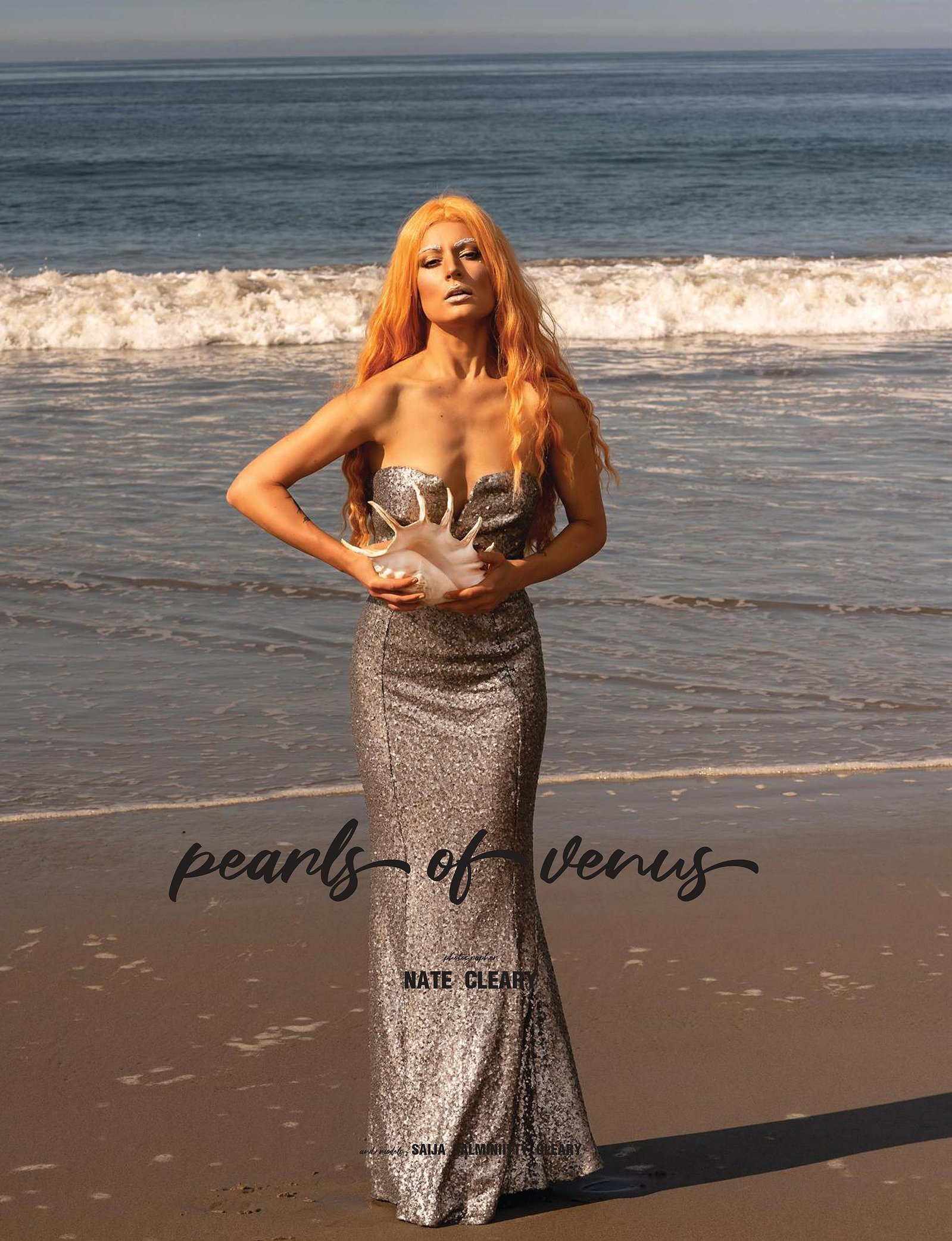 Top model in Glasgow poses by sea for best Scotland commercial fashion photographer for clothing line in magazine photo shoot - Photography by Nate Cleary