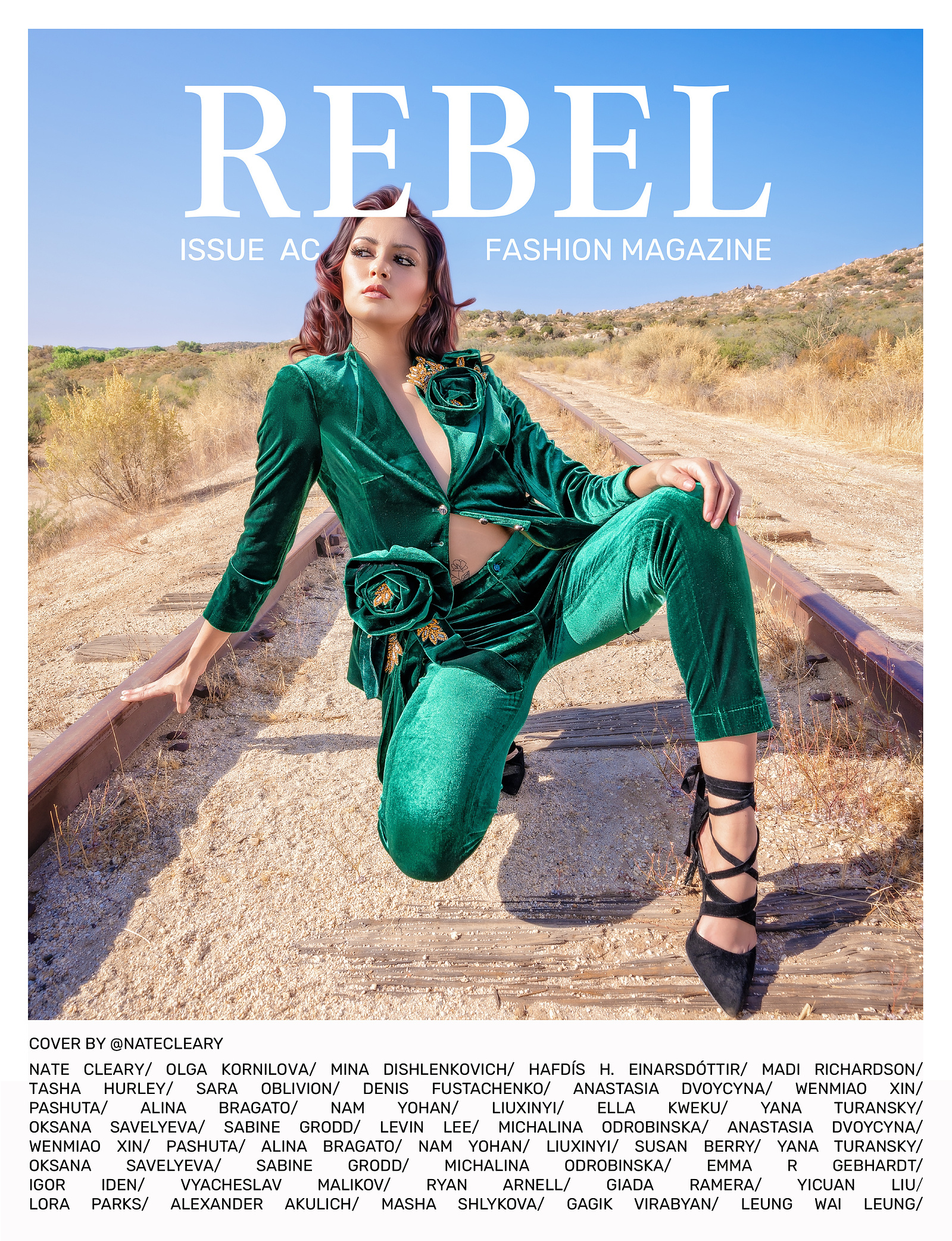 Top model in Scotland poses outside for best Glasgow commercial fashion photographer for clothing line in magazine photo shoot - Photography by Nate Cleary