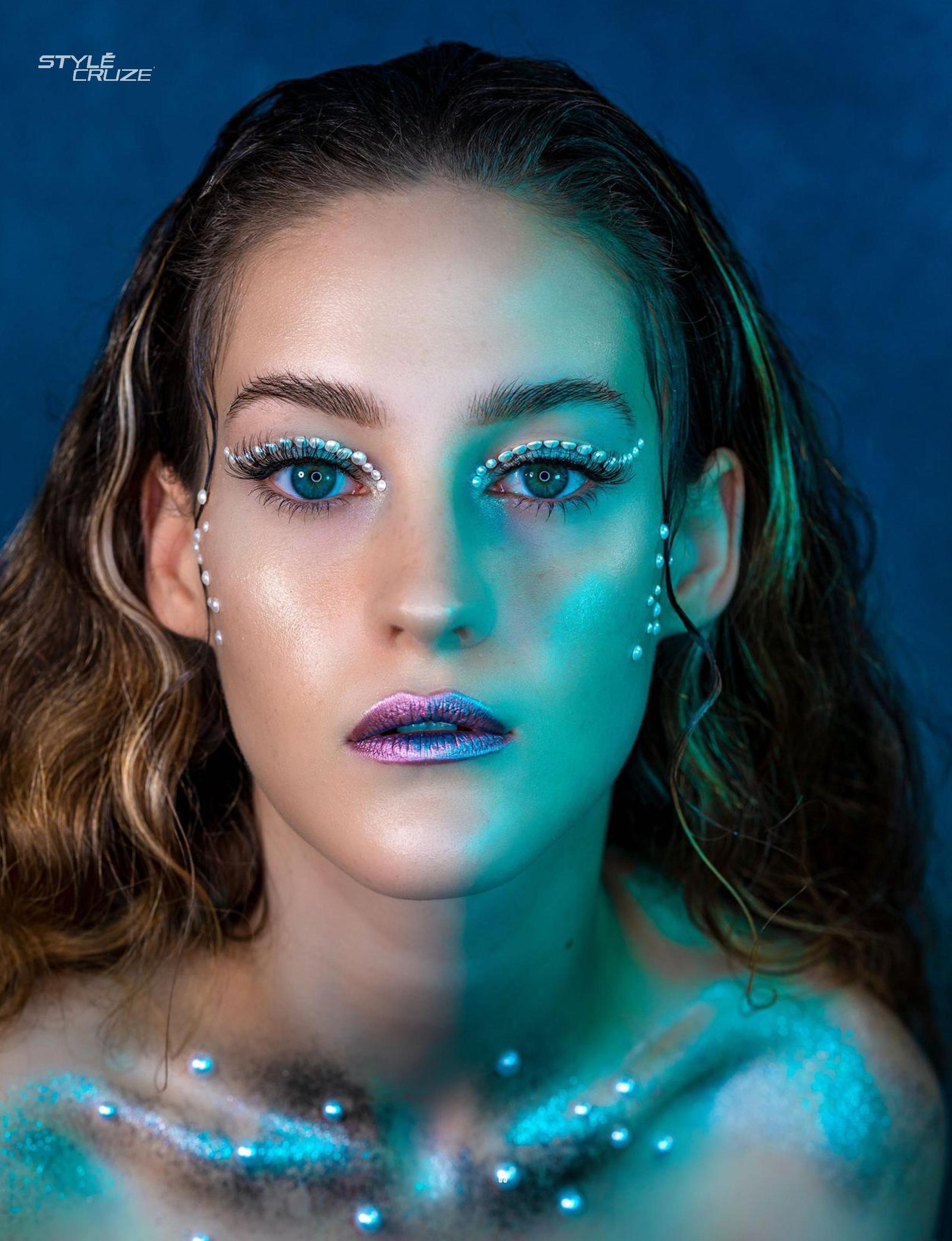 Top model in Scotland poses in studio for best Glasgow commercial fashion photographer for clothing line in magazine photo shoot - Photography by Nate Cleary