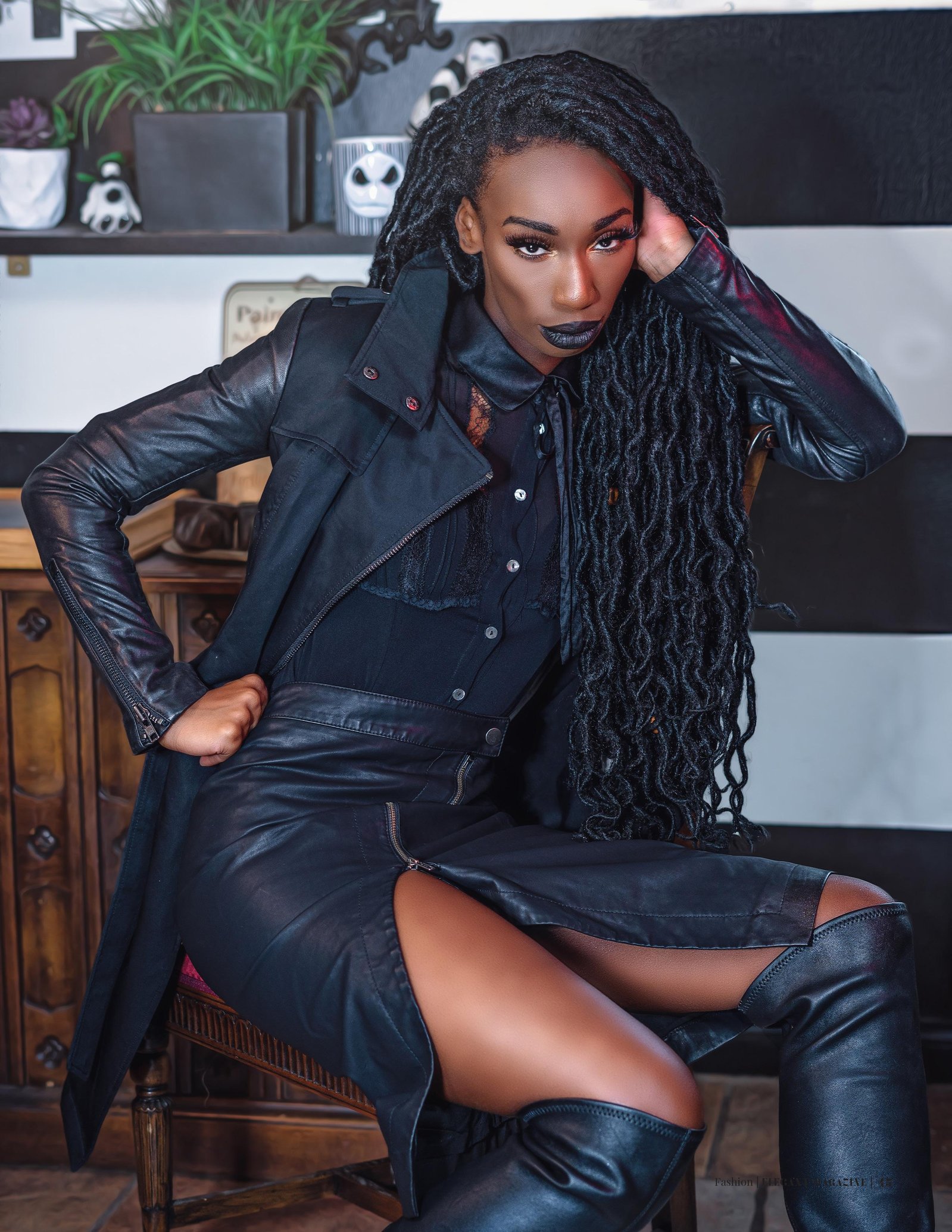 Top model in Scotland poses in studio for best Glasgow commercial fashion photographer for clothing line in magazine photo shoot - Photography by Nate Cleary