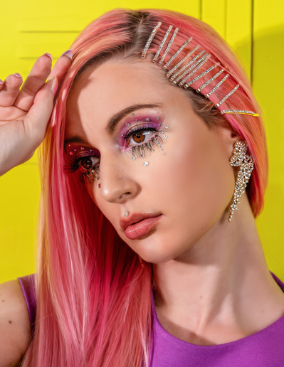 Top model in Glasgow poses for clothing line in studio for best Scotland fashion photographer in commercial photo shoot - Photography by Nate Cleary