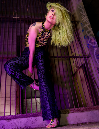 Best model in Scotland poses for creative leggings brand outdoors for top fashion photographer in Glasgow at commercial photoshoot - Photography by Nate Cleary
