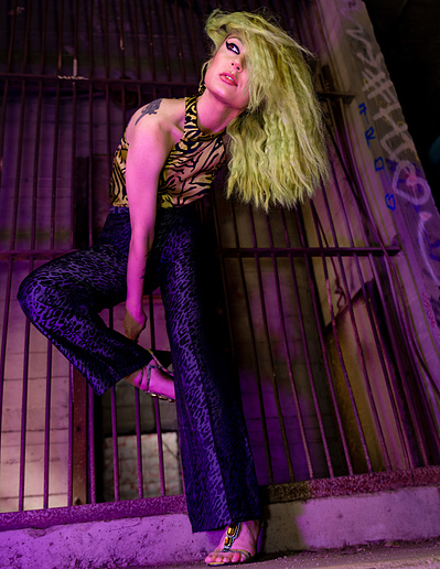 Best model in Scotland poses for creative leggings brand outdoors for top fashion photographer in Glasgow at commercial photoshoot - Photography by Nate Cleary