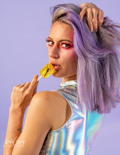 Top Glasgow agency model poses for clothing line in a studio for best Scotland commercial photographer at fashion photoshoot - Photography by Nate Cleary