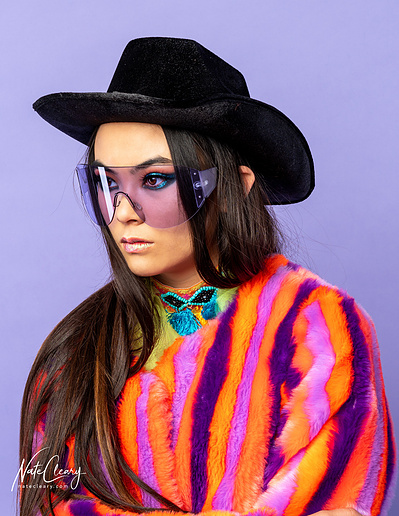 Top Glasgow agency model poses for clothing line in a studio for best Scotland commercial photographer at fashion photoshoot - Photography by Nate Cleary
