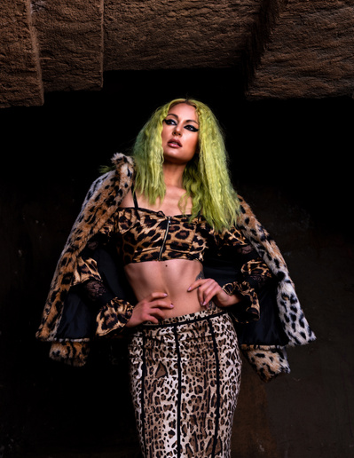 Best model in Scotland poses for creative leggings brand outdoors for top fashion photographer in Glasgow at commercial photoshoot - Photography by Nate Cleary