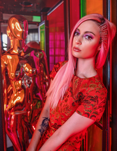 Top model in Glasgow poses for clothing line in studio for best Scotland fashion photographer in commercial photo shoot - Photography by Nate Cleary
