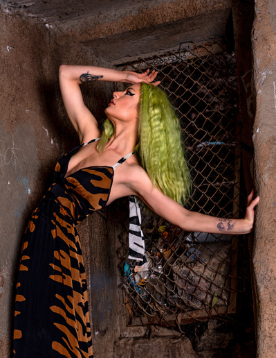 Best model in Scotland poses for creative leggings brand outdoors for top fashion photographer in Glasgow at commercial photoshoot - Photography by Nate Cleary