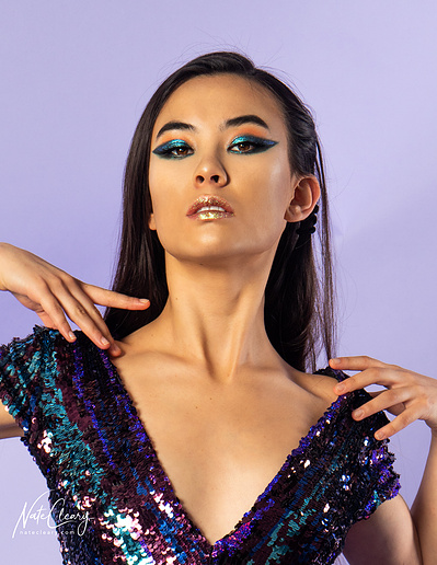 Top Glasgow agency model poses for clothing line in a studio for best Scotland commercial photographer at fashion photoshoot - Photography by Nate Cleary