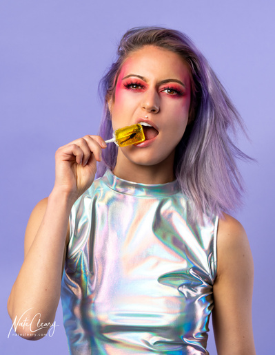 Top Glasgow agency model poses for clothing line in a studio for best Scotland commercial photographer at fashion photoshoot - Photography by Nate Cleary