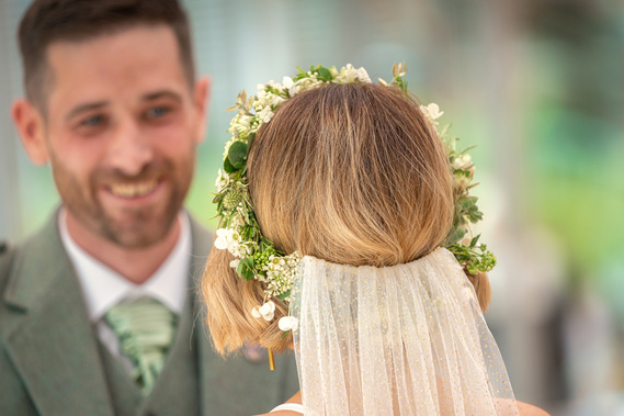bride and groom exchange vows at Scotland Wedding event ceremony - Photography by Nate Cleary