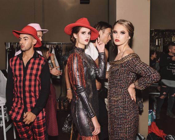 Models posing at Los Angeles Fashion Week LAFW- Photography by Nate Cleary
