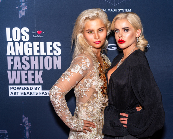 Influencers posing at red carpet for LA Fashion Week LAFW- Photography by Nate Cleary