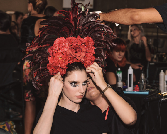 Model preparing for for Los Angeles Fashion Week LAFW- Photography by Nate Cleary