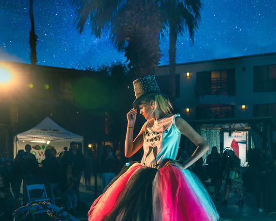 model on runway during Palm Springs Fashion Week- Photography by Nate Cleary