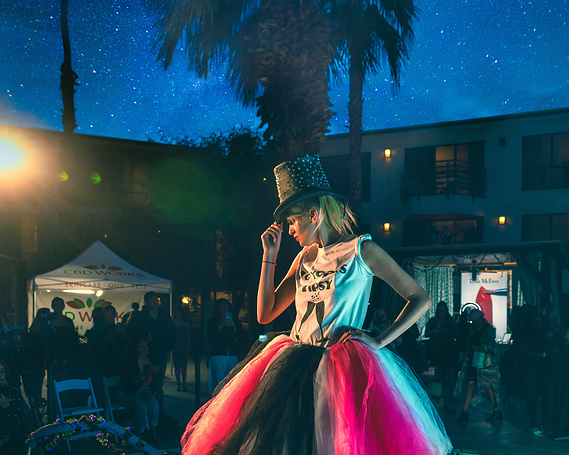 model on runway during Palm Springs Fashion Week- Photography by Nate Cleary