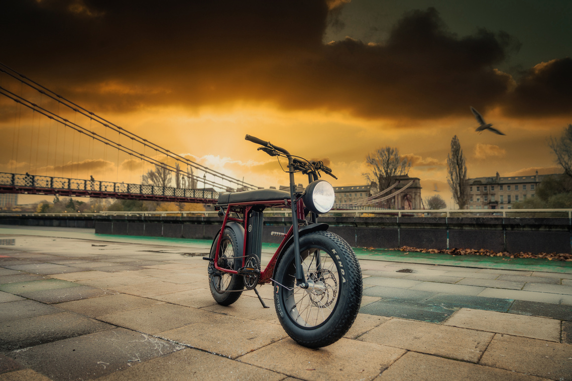 Glasgow Commercial Photography of electric bike along sunset for Easy Bike Co - Photography by Nate Cleary