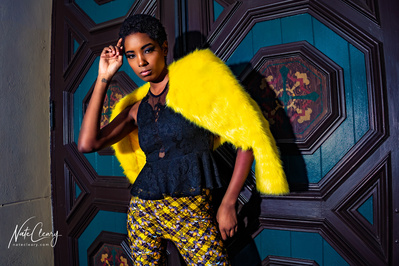 Best model in Glasgow poses for clothing line outdoors for top Scotland fashion photographer in commercial photoshoot - Photography by Nate Cleary