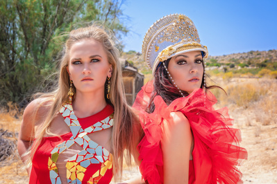 Top agency model in Scotland poses for clothing line in desert for best Glasgow commercial photographer in fashion photo shoot - Photography by Nate Cleary