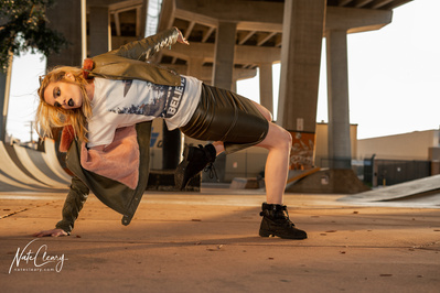 Best model in Scotland poses for creative clothing brand at skate park for top fashion photographer in Glasgow at commercial photoshoot - Photography by Nate Cleary