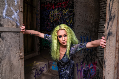 Best model in Scotland poses for creative leggings brand outdoors for top fashion photographer in Glasgow at commercial photoshoot - Photography by Nate Cleary