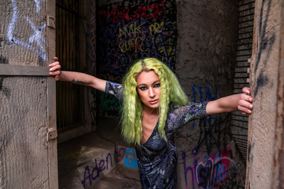 Best model in Scotland poses for creative leggings brand outdoors for top fashion photographer in Glasgow at commercial photoshoot - Photography by Nate Cleary