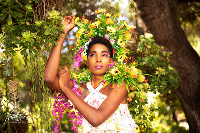 Top Glasgow model poses for clothing line in a garden for best Scotland commercial photographer at fashion photoshoot - Photography by Nate Cleary