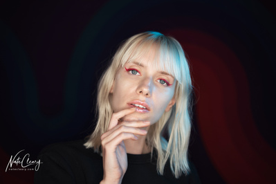 Best agency model in Glasgow poses for creative leggings brand in studio for top Scotland fashion photographer in commercial photoshoot - Photography by Nate Cleary