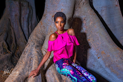 Best model in Glasgow poses for clothing line outdoors for top Scotland fashion photographer in commercial photoshoot - Photography by Nate Cleary
