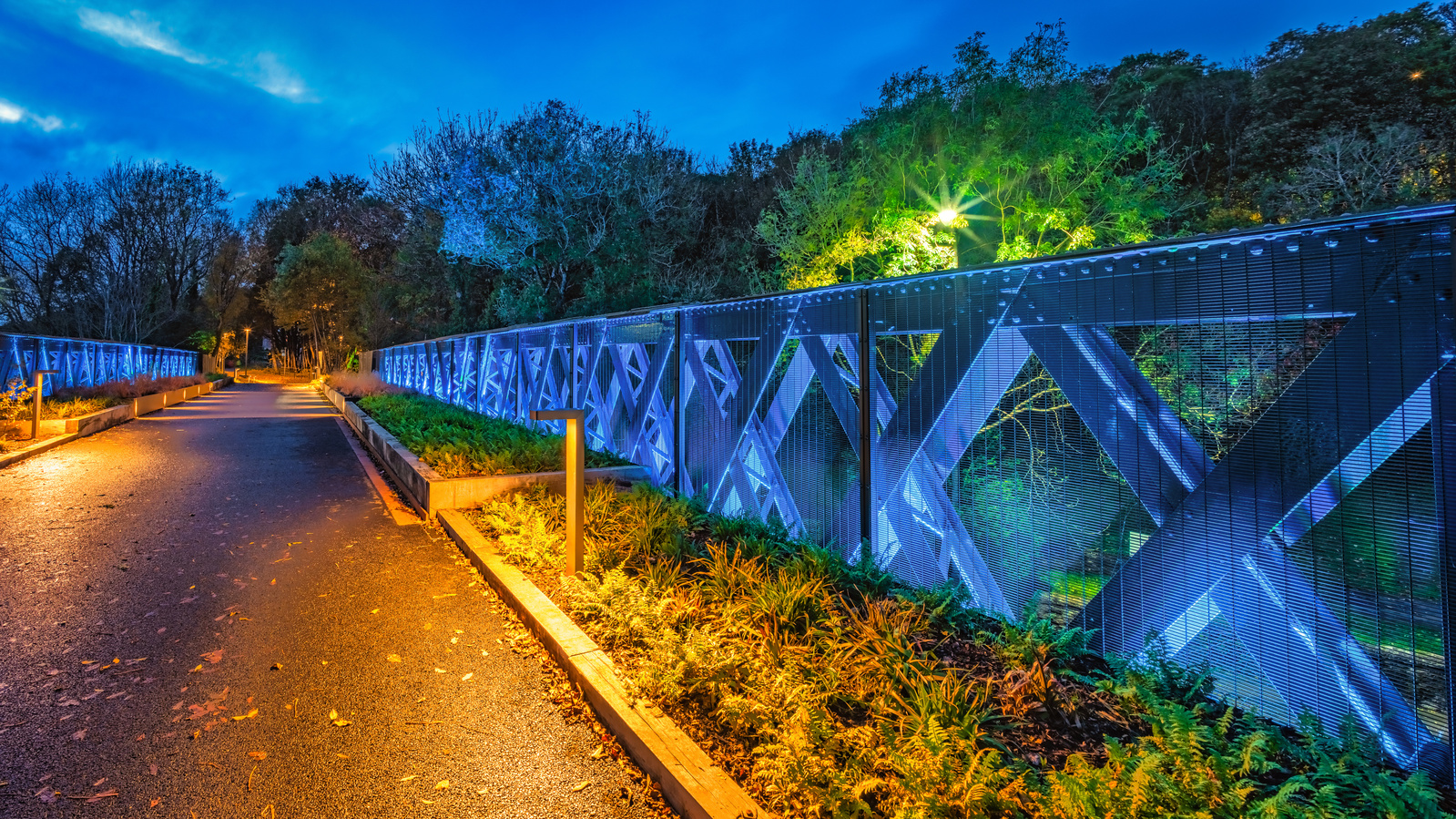 Exterior Bridge Lighting at night for SSUK Scotland Architecture in Glasgow - Photography by Nate Cleary